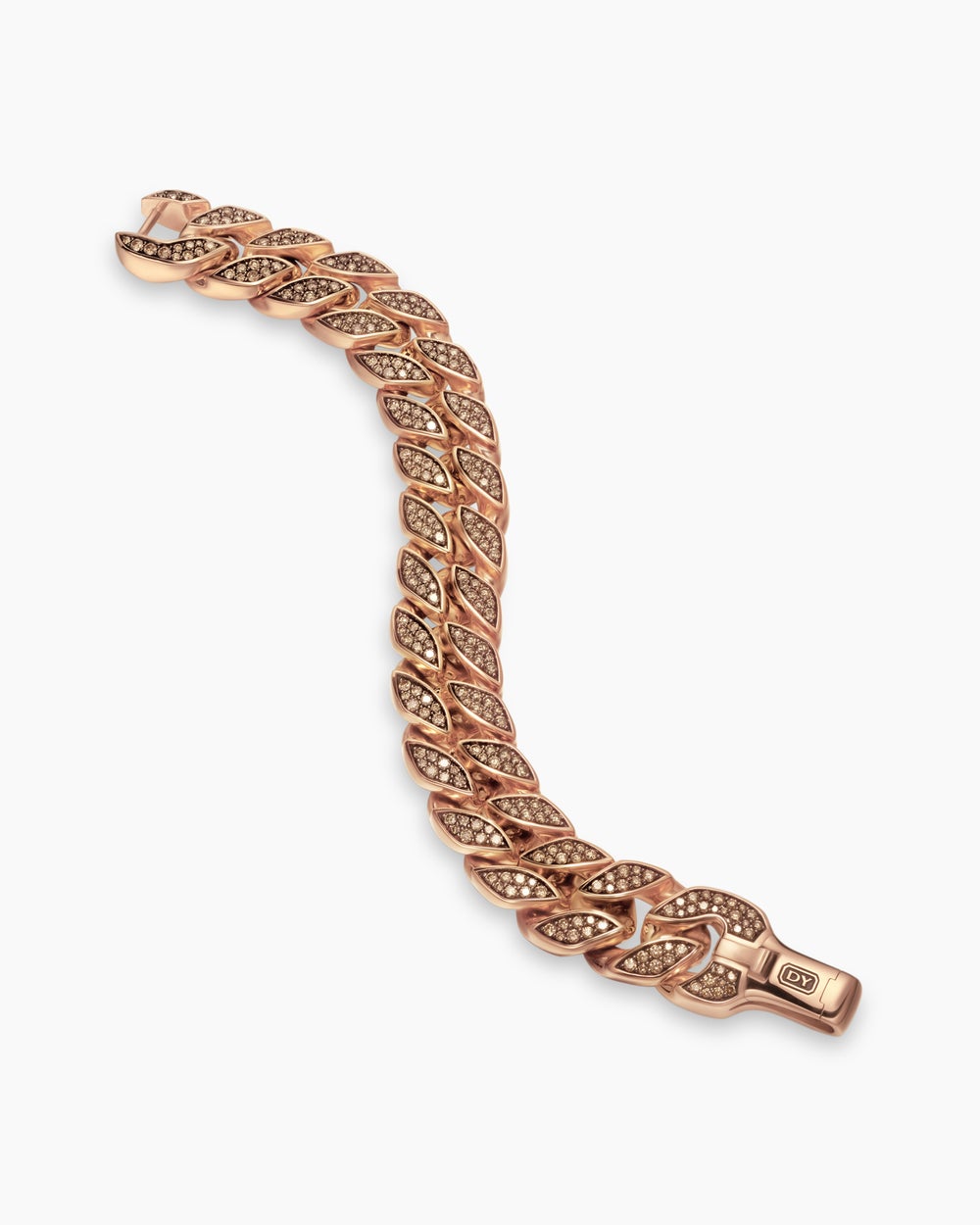 Bracelet Curb Chain en or rose 18 carats avec diamants cognac, 18 mm homme