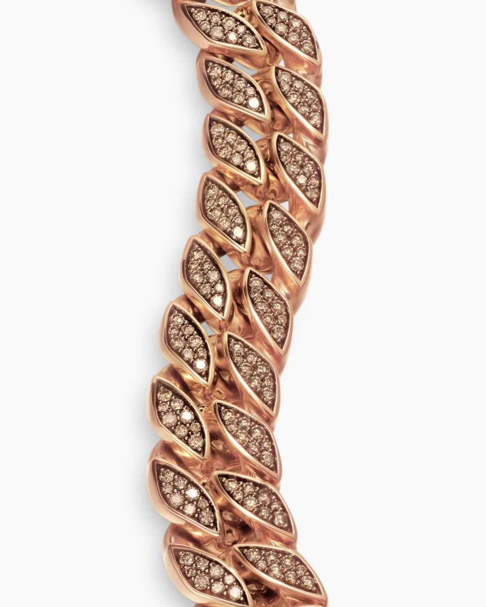 Bracelet Curb Chain en or rose 18 carats avec diamants cognac, 18 mm homme