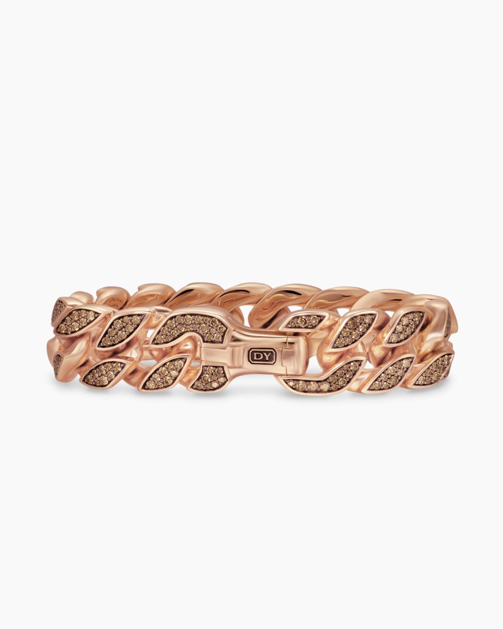 Bracelet Curb Chain en or rose 18 carats avec diamants cognac, 18 mm homme