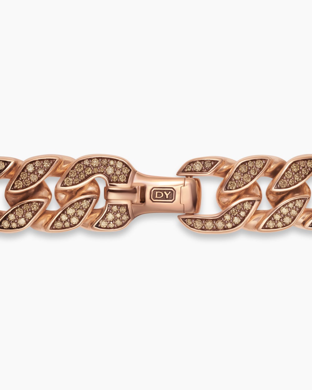 Bracelet Curb Chain en or rose 18 carats avec diamants cognac, 18 mm homme