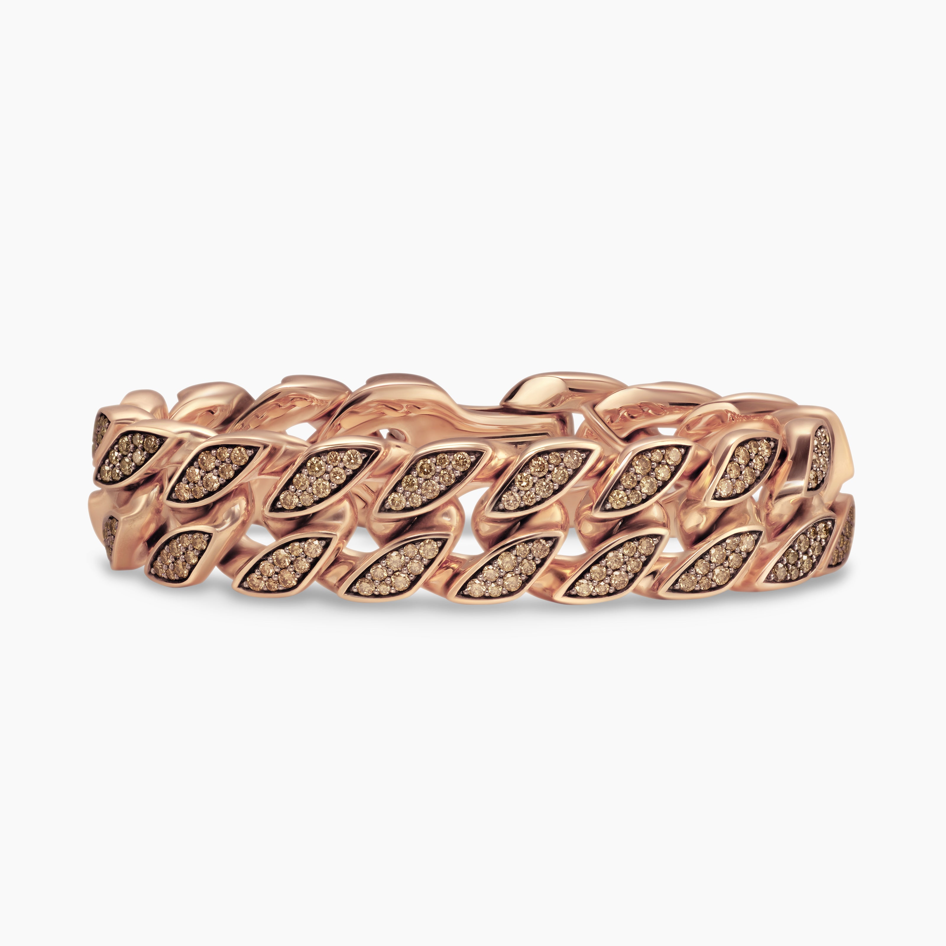 Mens Curb Chain Bracelet in 18K Rose Gold, 18mm
