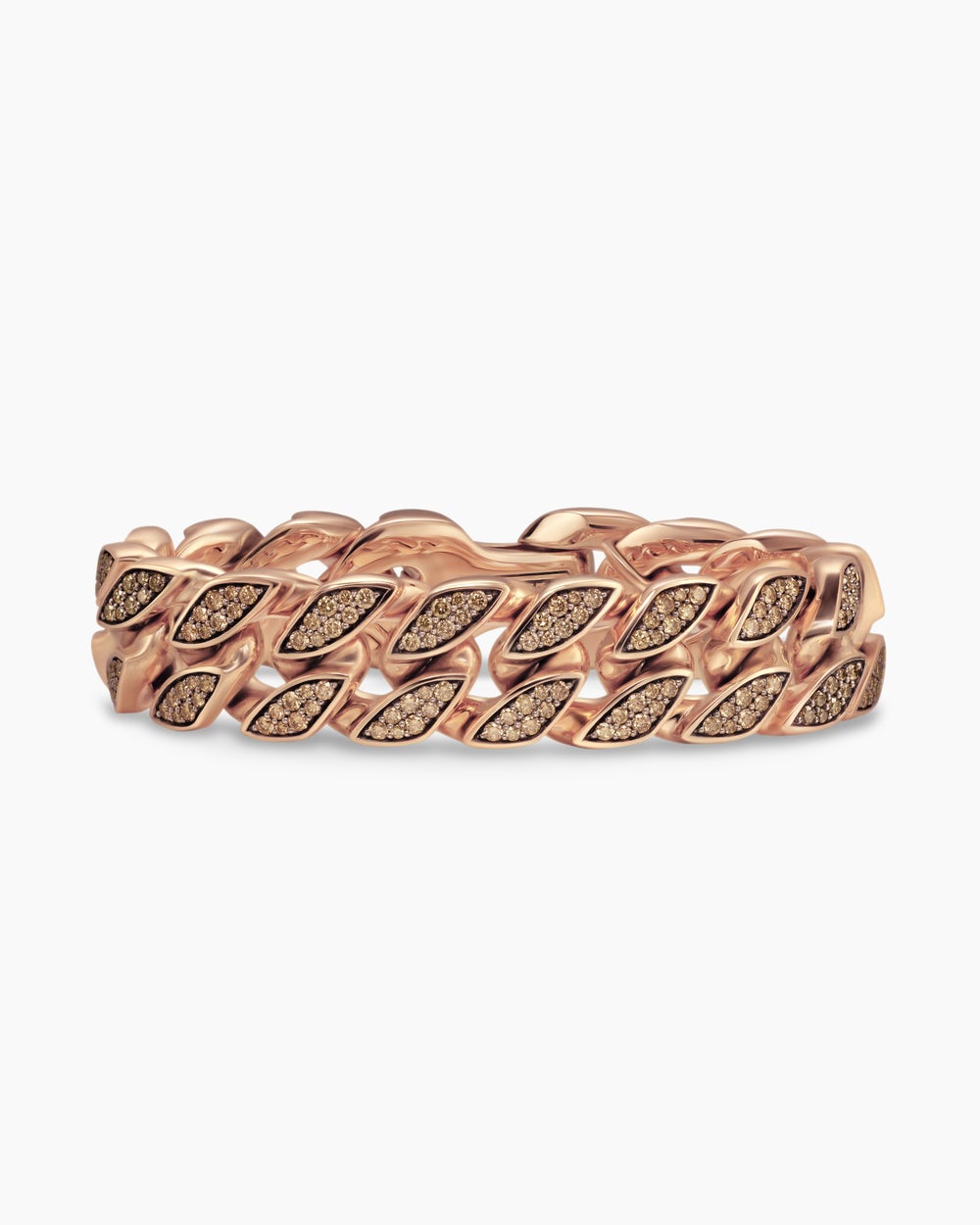 Bracelet Curb Chain en or rose 18 carats avec diamants cognac, 18 mm homme