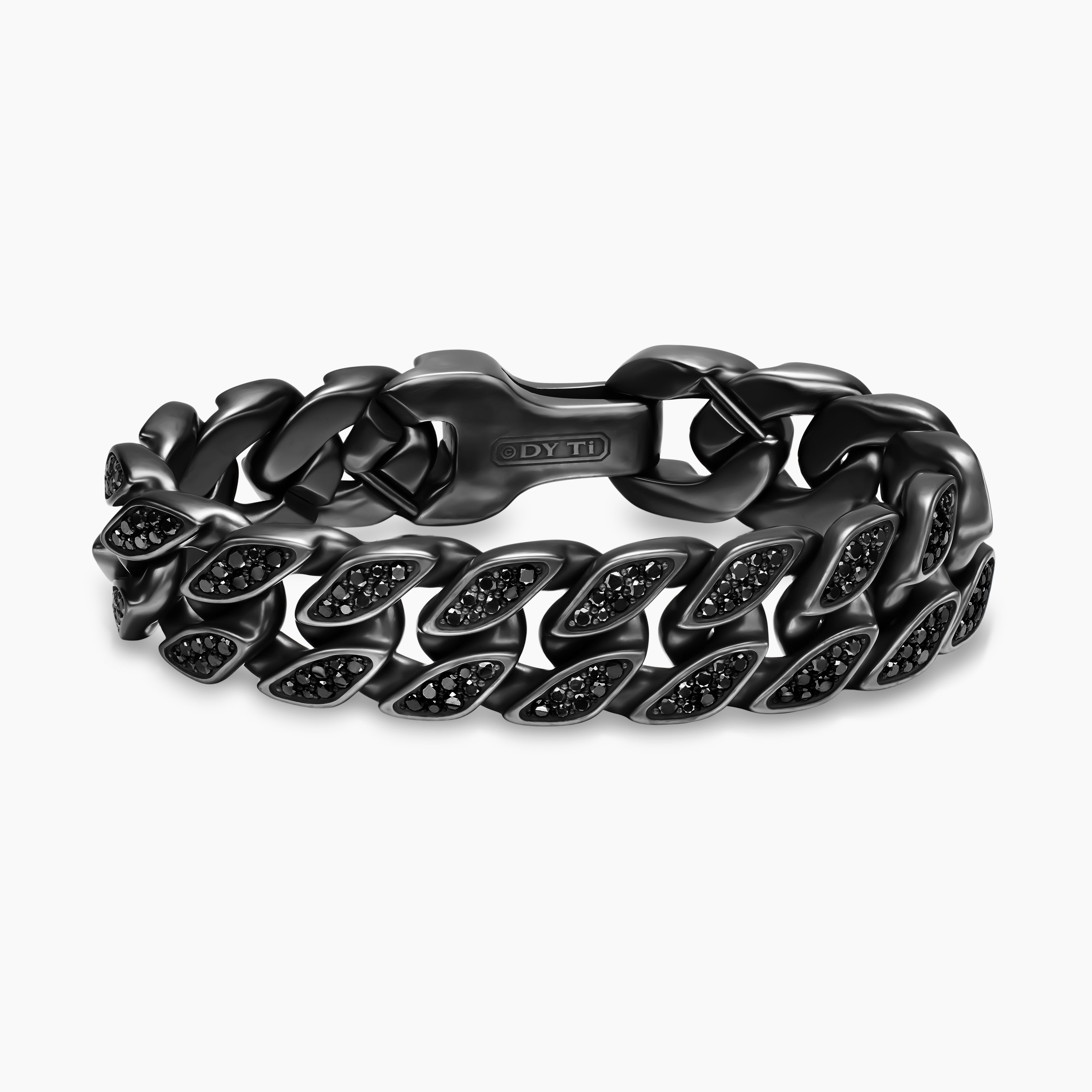 Mens Curb Chain Bracelet in Black Titanium, 18mm