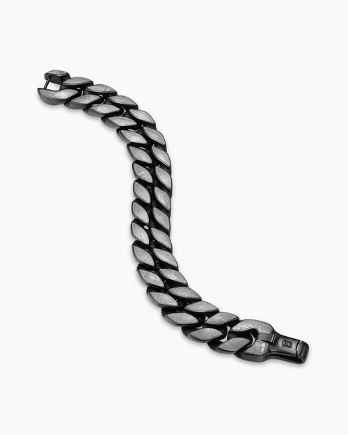 Mens Curb Chain Bracelet in Black Titanium, 18mm