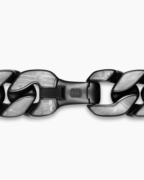 Mens Curb Chain Bracelet in Black Titanium, 18mm