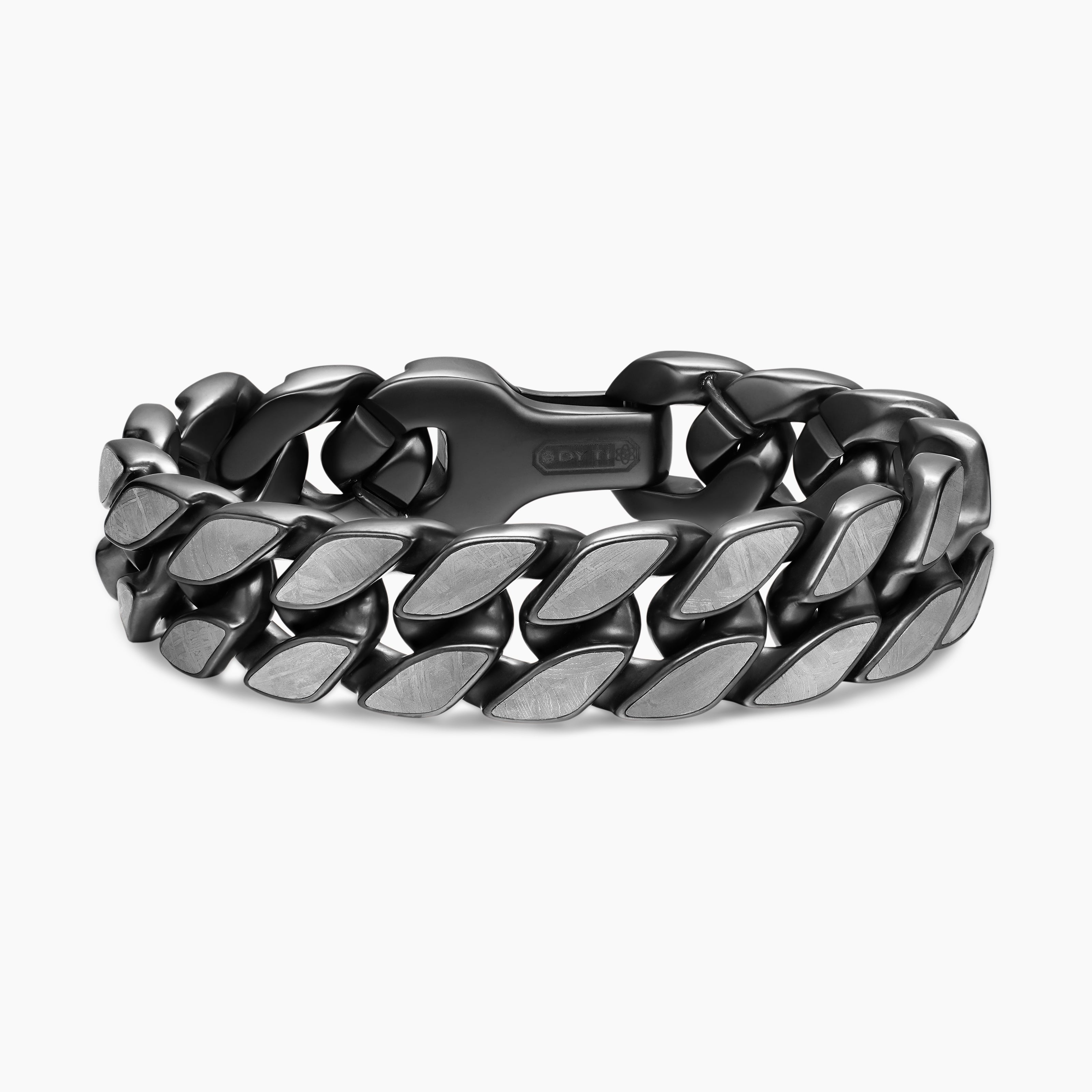 Mens Curb Chain Bracelet in Black Titanium, 18mm
