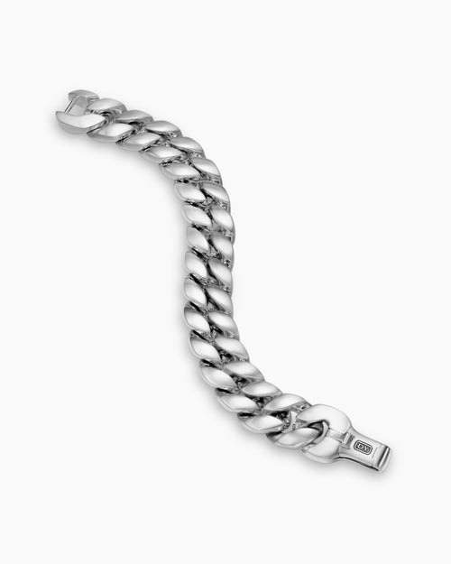 Mens Curb Chain Bracelet in Sterling Silver, 18mm