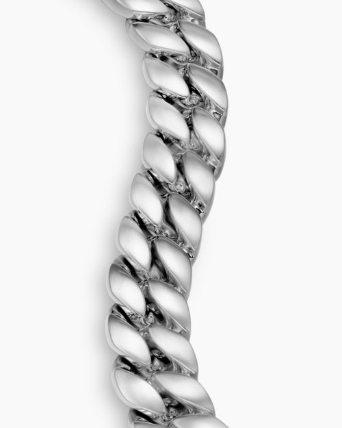 Mens Curb Chain Bracelet in Sterling Silver, 18mm