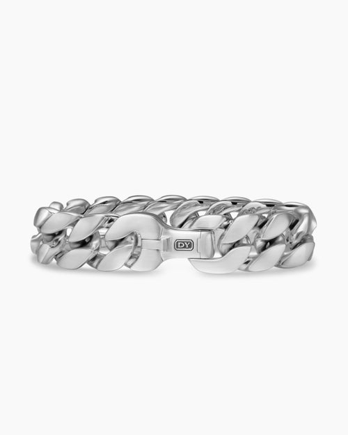Mens Curb Chain Bracelet in Sterling Silver, 18mm