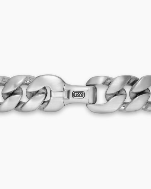 Mens Curb Chain Bracelet in Sterling Silver, 18mm