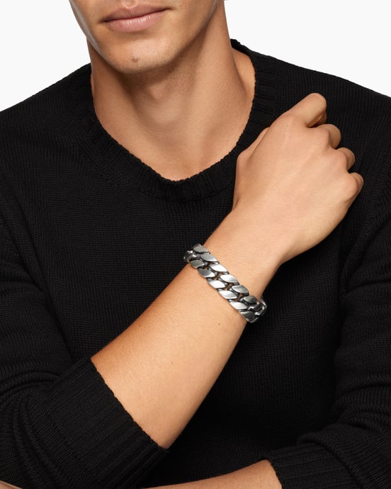 Curb Chain Bracelet in Sterling Silver, 18mm