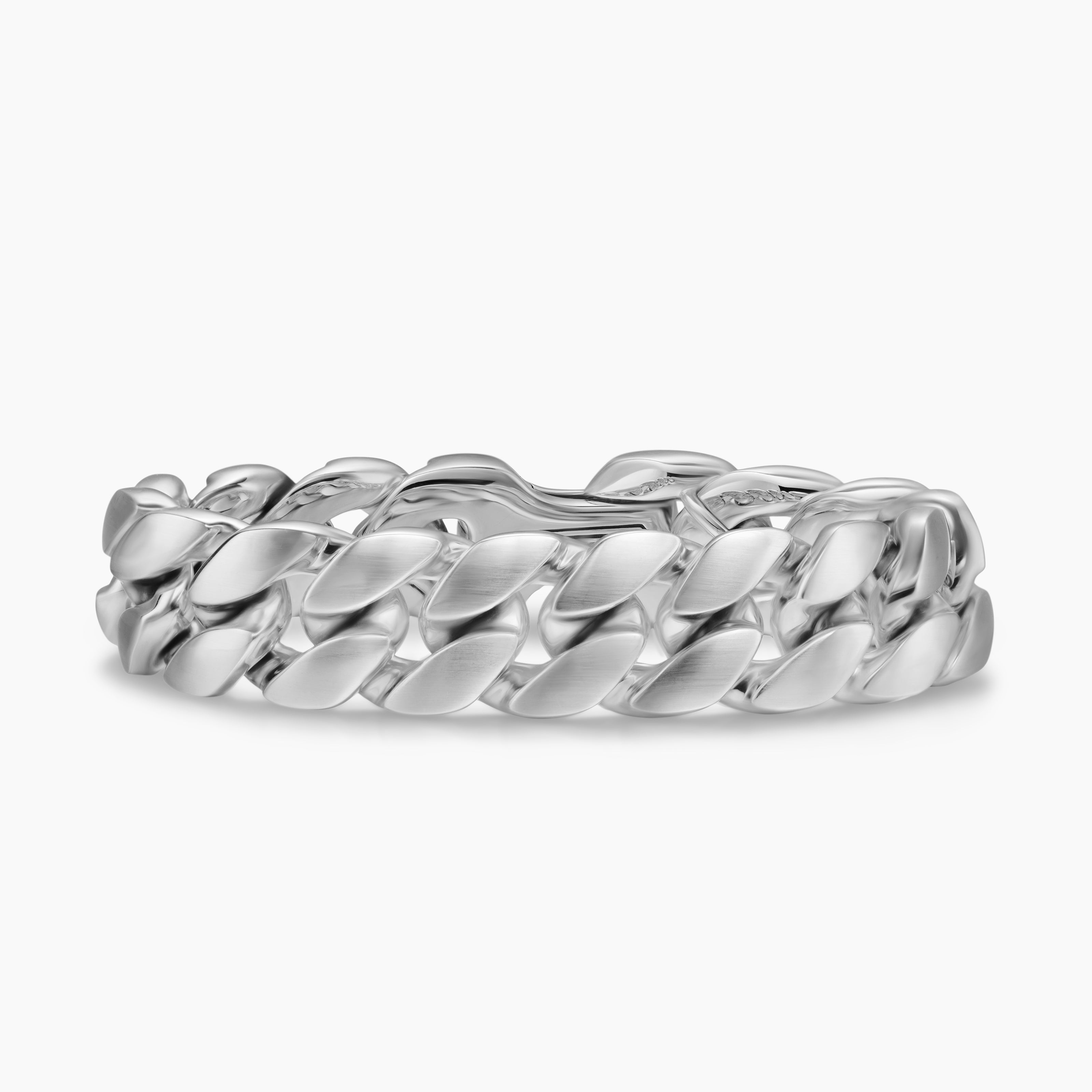 Mens Curb Chain Bracelet in Sterling Silver, 18mm