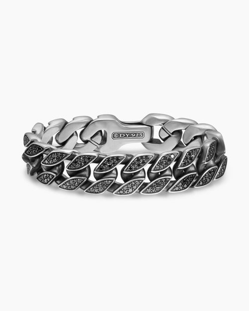 Mens Curb Chain Bracelet in Sterling Silver, 18mm