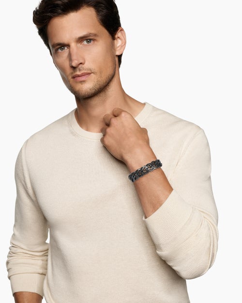 Mens Curb Chain Bracelet in Sterling Silver, 18mm