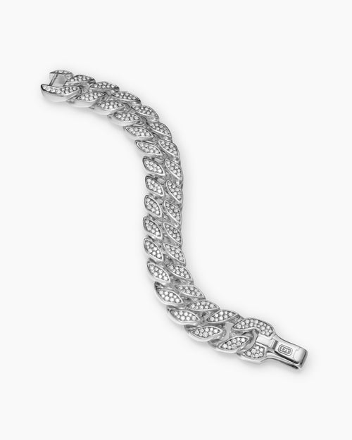 Mens Curb Chain Bracelet in Sterling Silver, 18mm