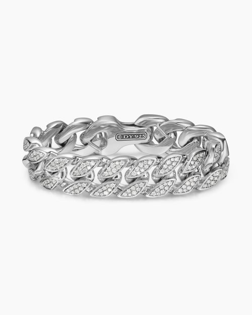 Mens Curb Chain Bracelet in Sterling Silver, 18mm