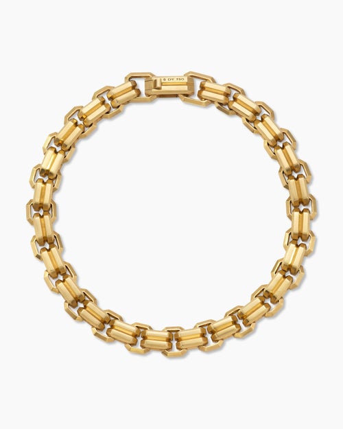 Mens Streamline Double Link Bracelet in 18K Yellow Gold, 8mm