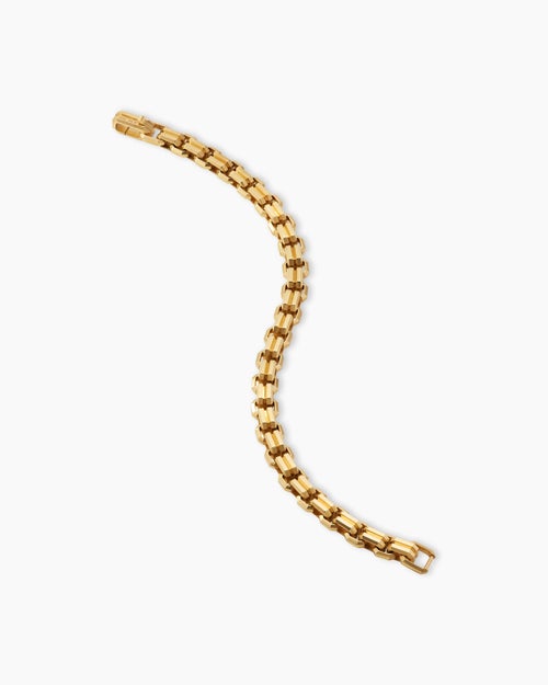 Mens Streamline Double Link Bracelet in 18K Yellow Gold, 8mm