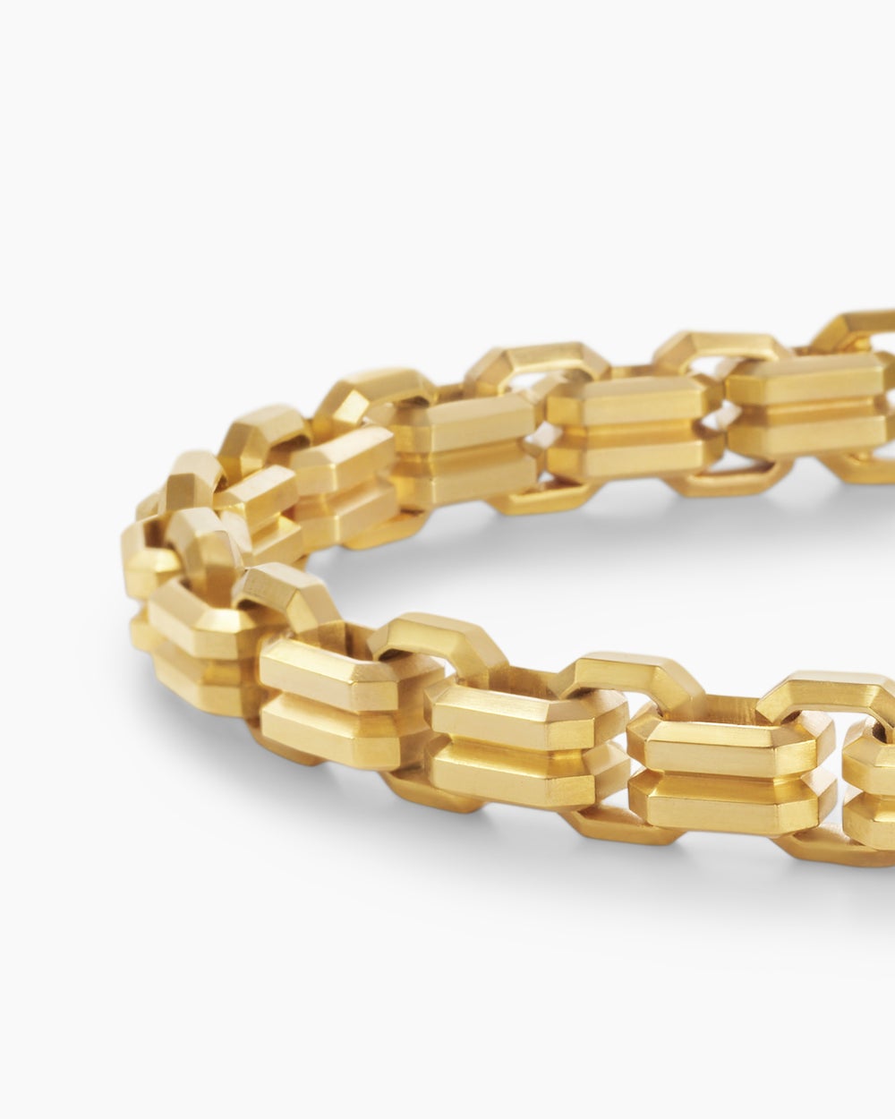 Mens Streamline Double Link Bracelet in 18K Yellow Gold, 8mm