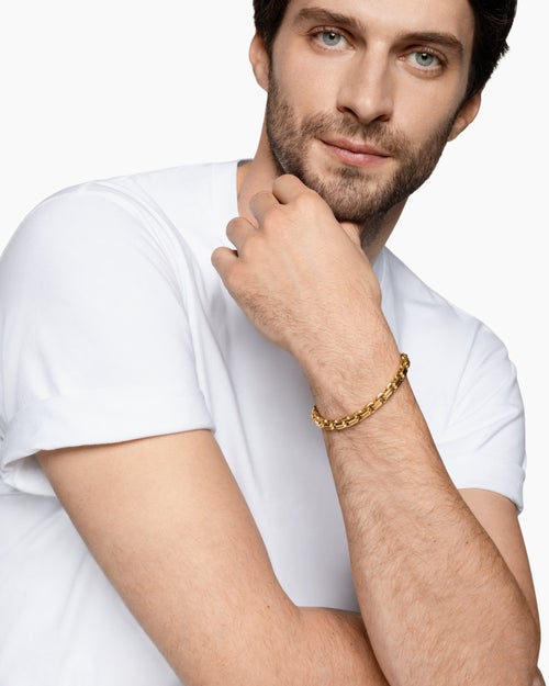 Mens Streamline Double Link Bracelet in 18K Yellow Gold, 8mm