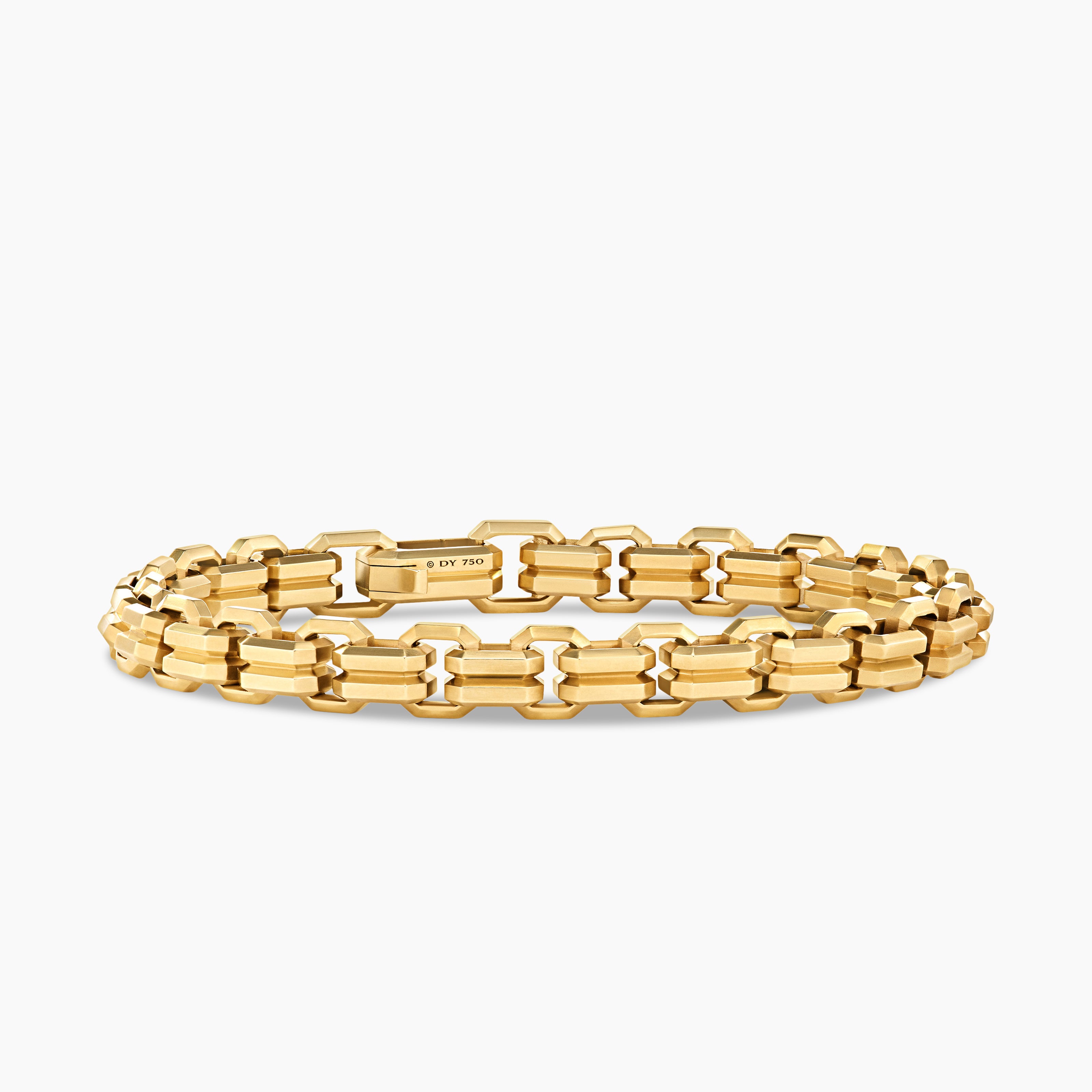 Mens Streamline Double Link Bracelet in 18K Yellow Gold, 8mm
