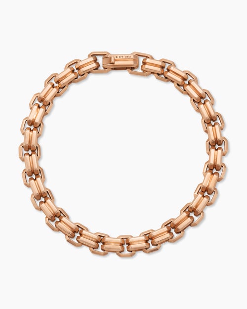 Mens Streamline Double Link Bracelet in 18K Rose Gold, 8mm