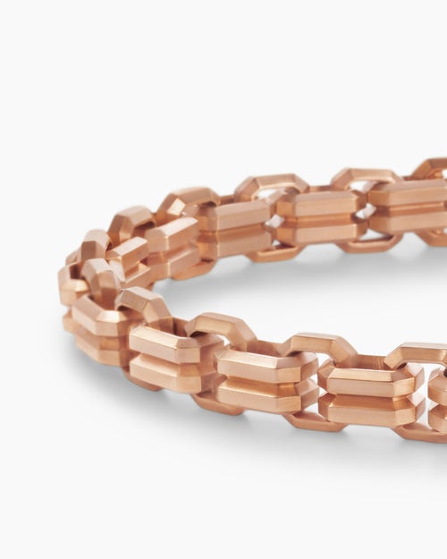 Mens Streamline Double Link Bracelet in 18K Rose Gold, 8mm
