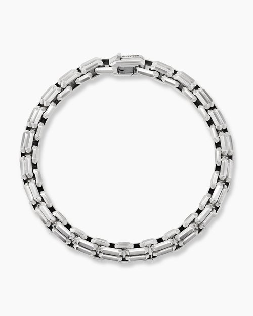 Mens Streamline Double Link Bracelet in Sterling Silver, 8mm