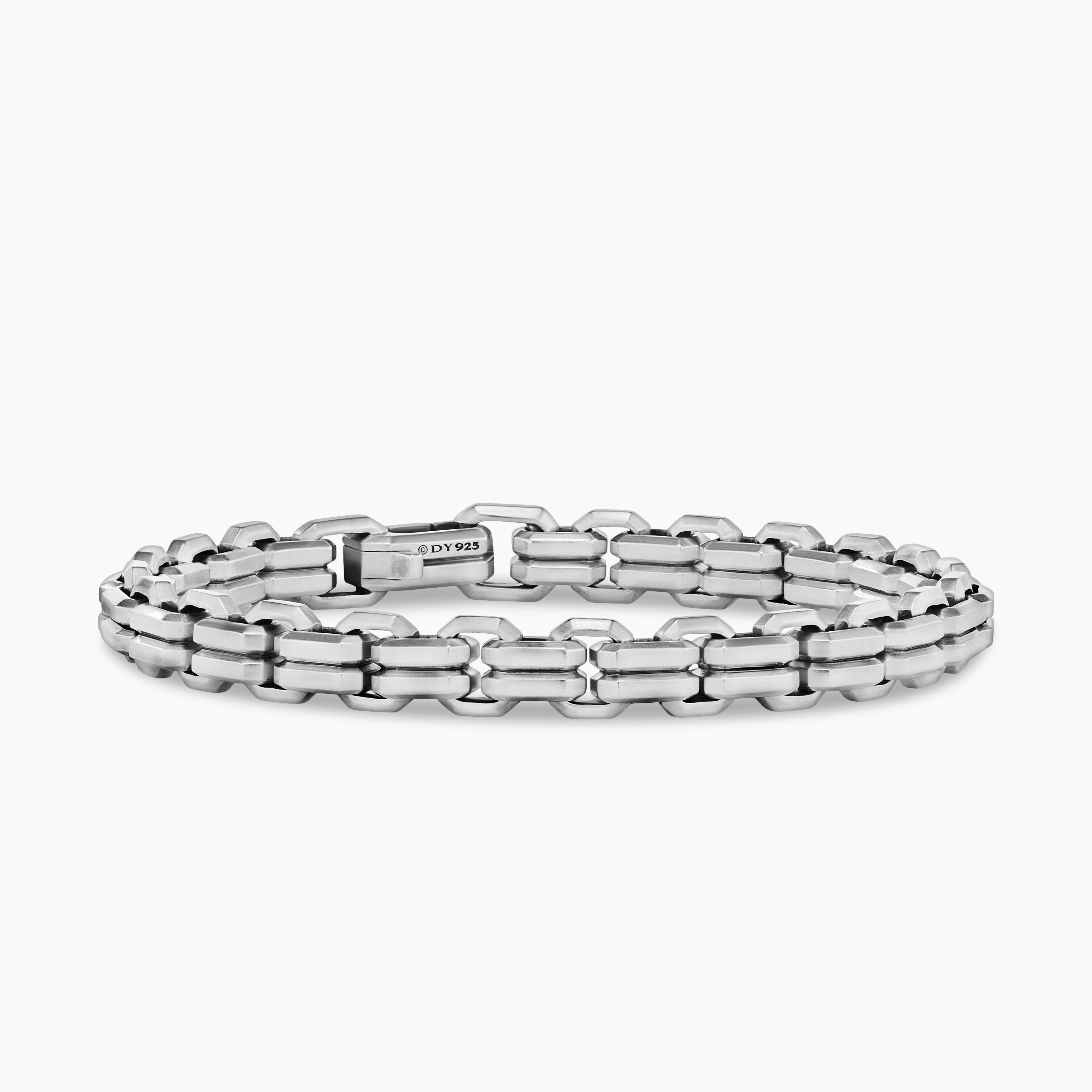 Mens Streamline Double Link Bracelet in Sterling Silver, 8mm