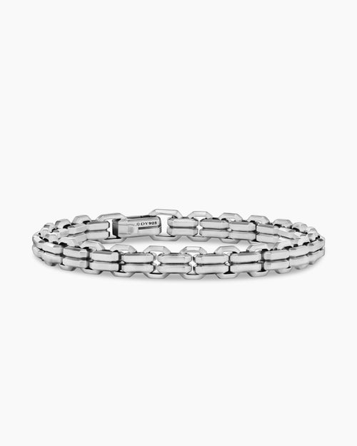 Mens Streamline Double Link Bracelet in Sterling Silver, 8mm