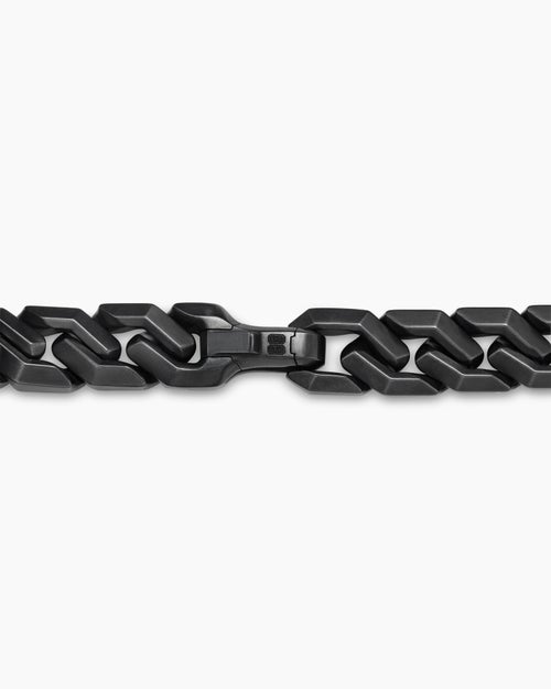 Mens Curb Chain Angular Link Bracelet in Black Titanium, 11.5mm