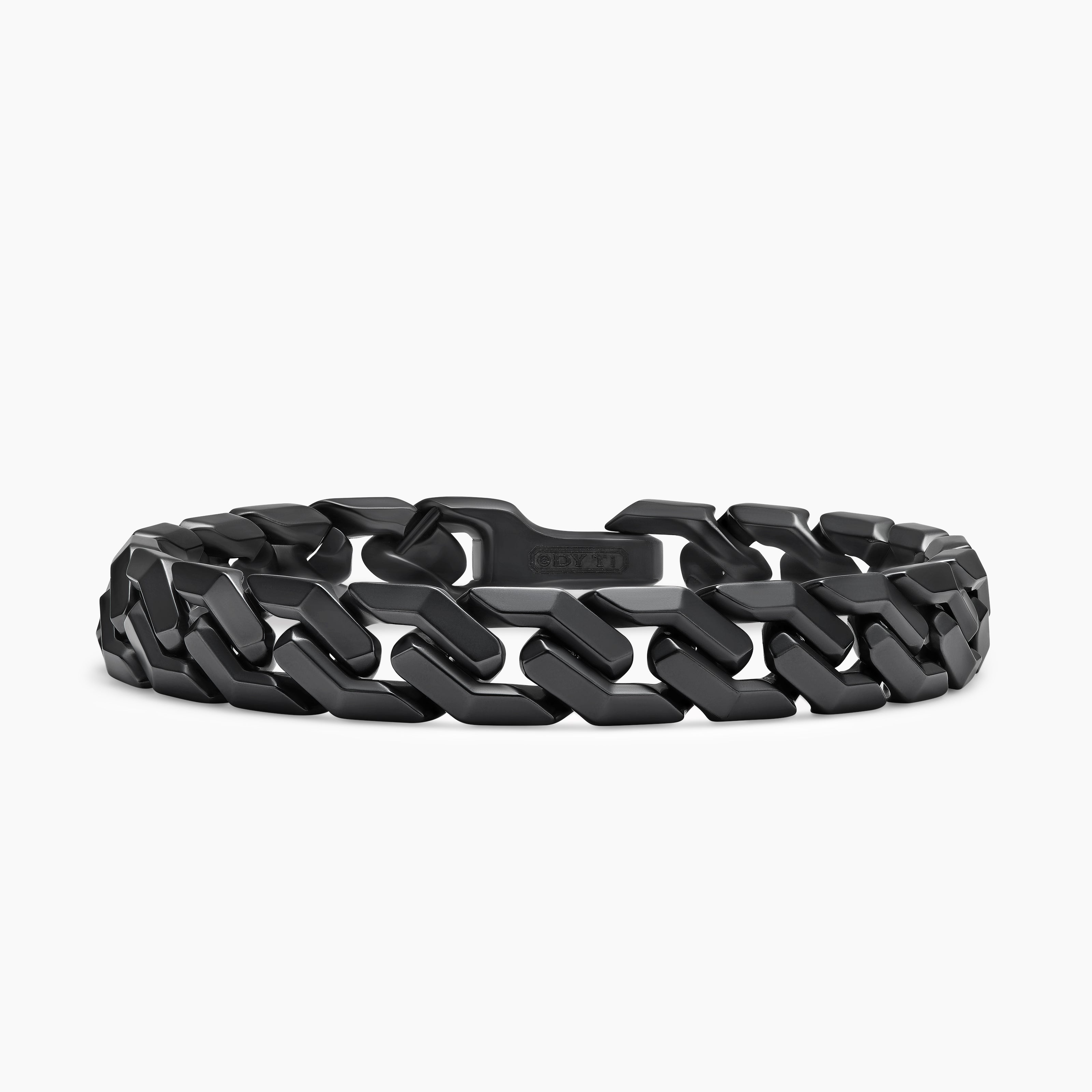 Mens Curb Chain Angular Link Bracelet in Black Titanium, 11.5mm