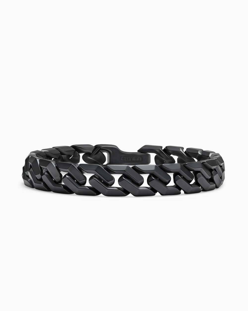 Bracelet Curb Chain à maillons angulaires en titane noir, 11 mm homme