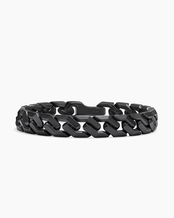 Curb Chain Angular Link Bracelet in Black Titanium, 11.5mm