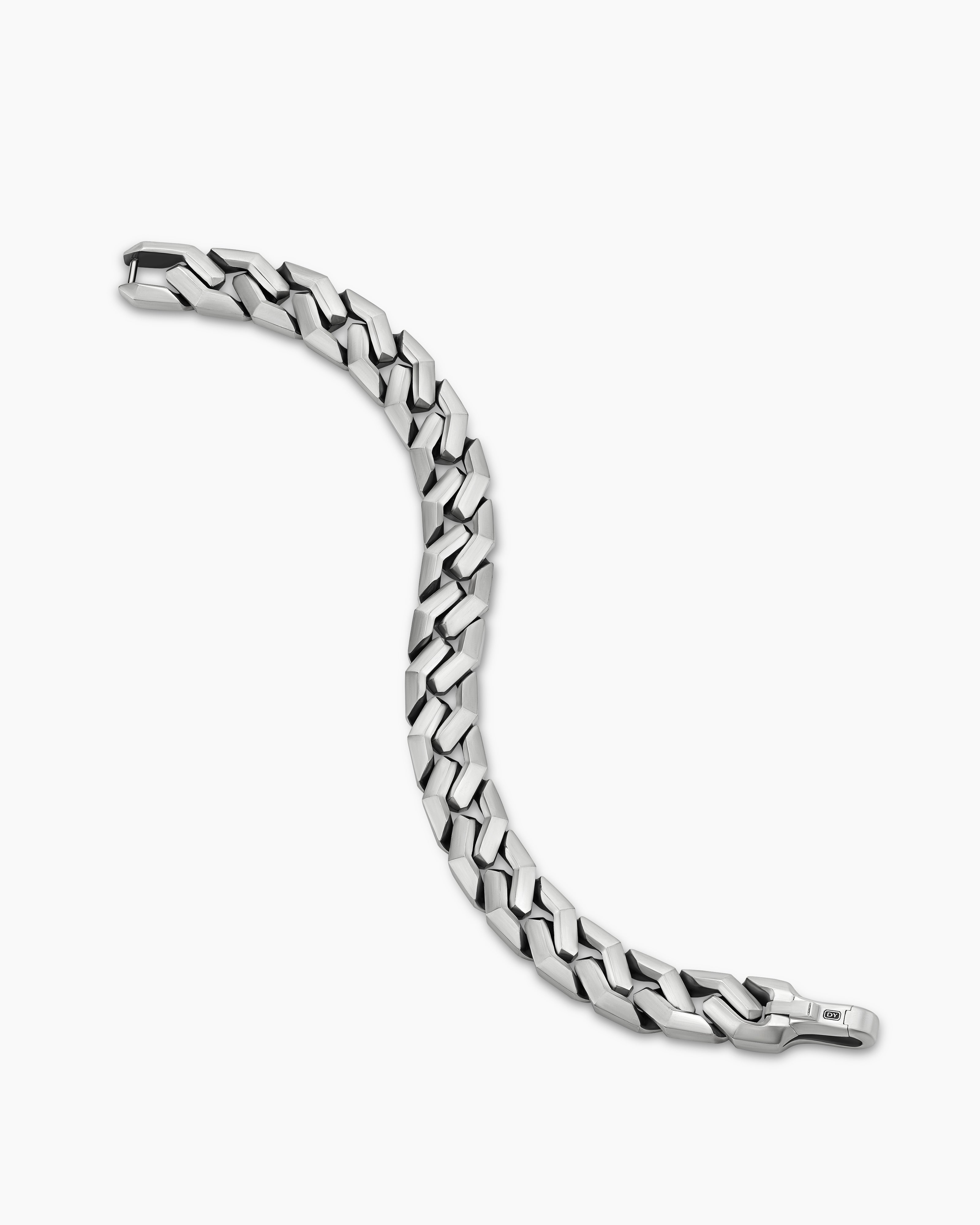 Men's Curb Chain Angular Link Bracelet in Sterling Silver