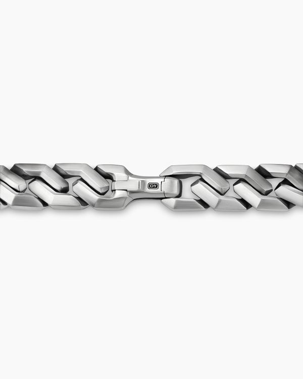 Curb Chain Angular Link Bracelet in Sterling Silver, 11.5mm