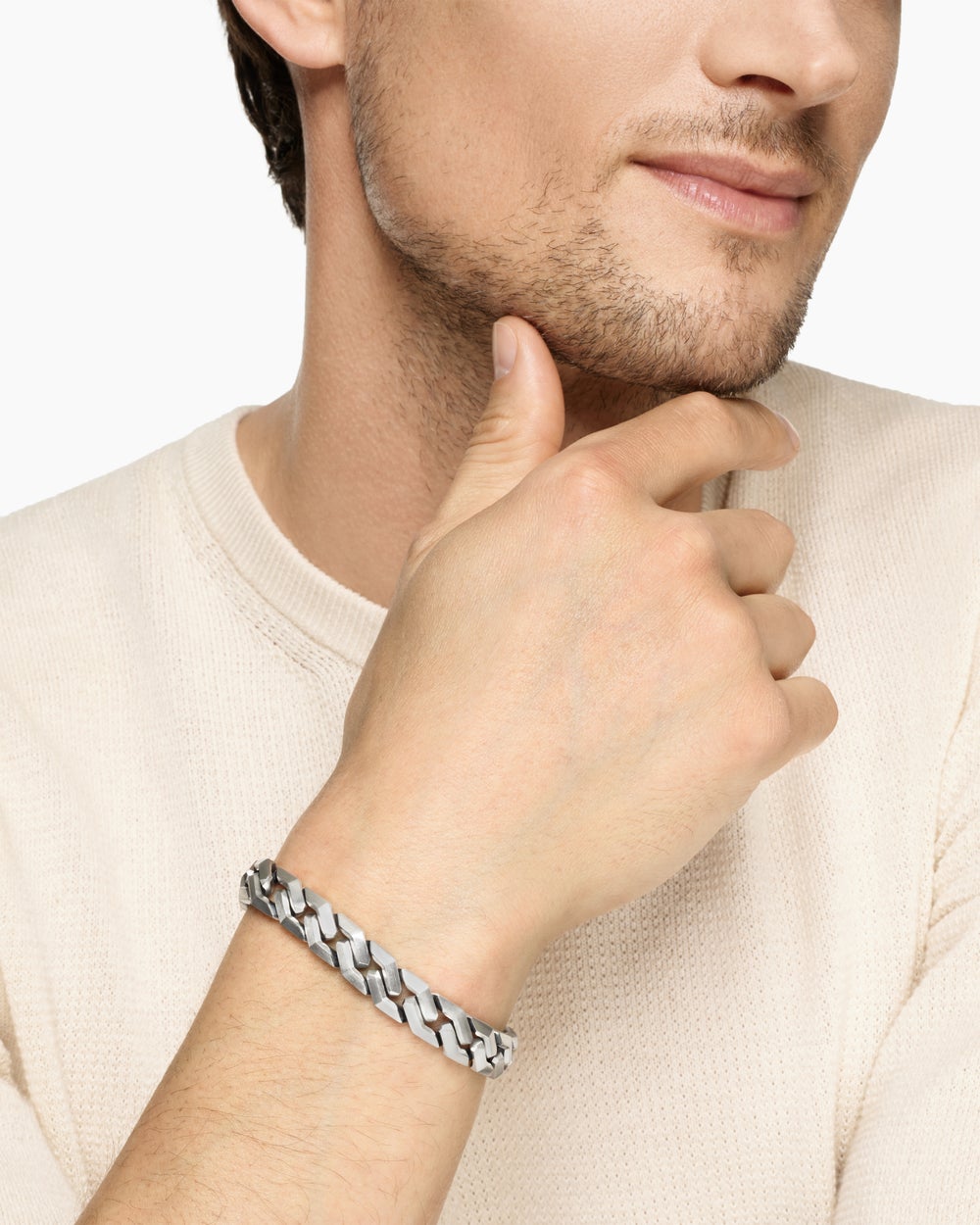 Bracelet Curb Chain à maillons angulaires en argent massif, 11 mm homme