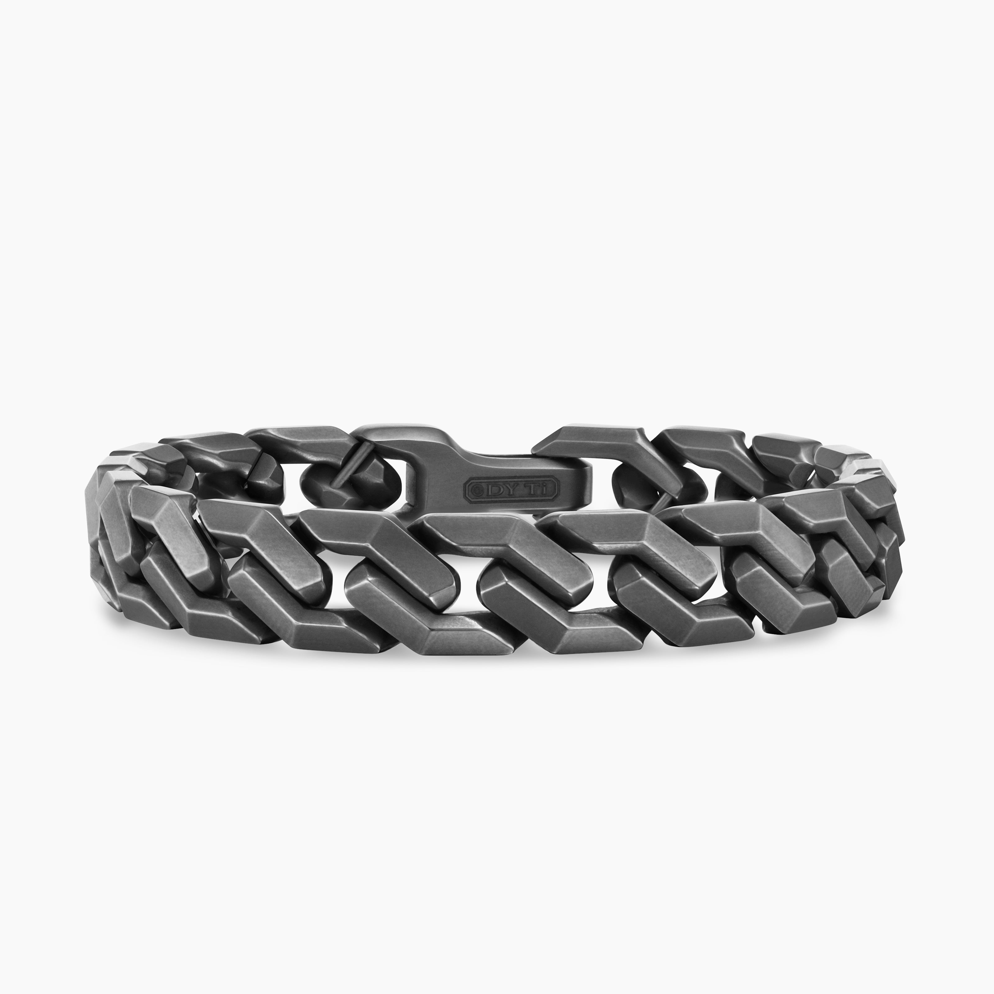 Mens Curb Chain Angular Link Bracelet in Anthracite Titanium, 11.5mm