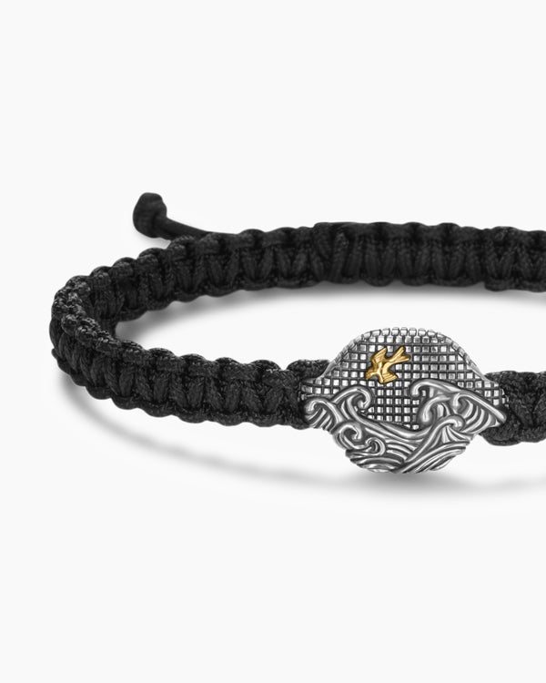 Waves Woven Station Bracelet with Sterling Silver and 18K Yellow Gold, 15mm