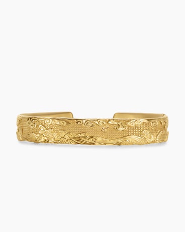 Waves Cuff Bracelet in 18K Yellow Gold, 12mm