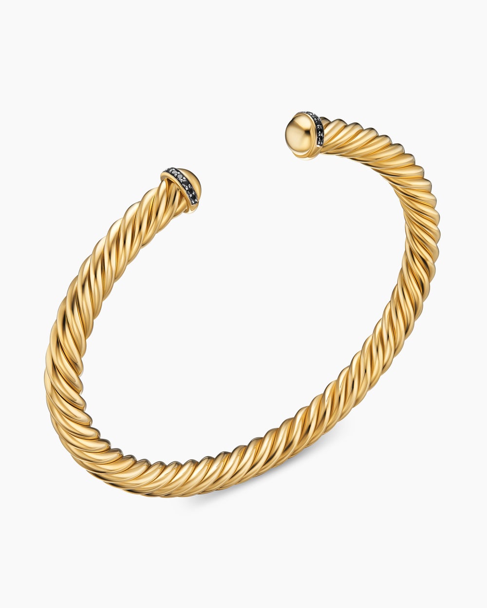 Mens Cable Cuff Bracelet in 18K Yellow Gold with Pavé, 6mm