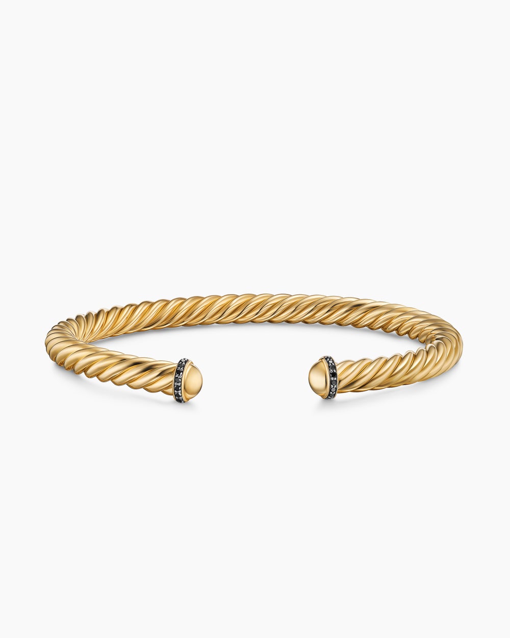 Mens Cable Cuff Bracelet in 18K Yellow Gold with Pavé, 6mm