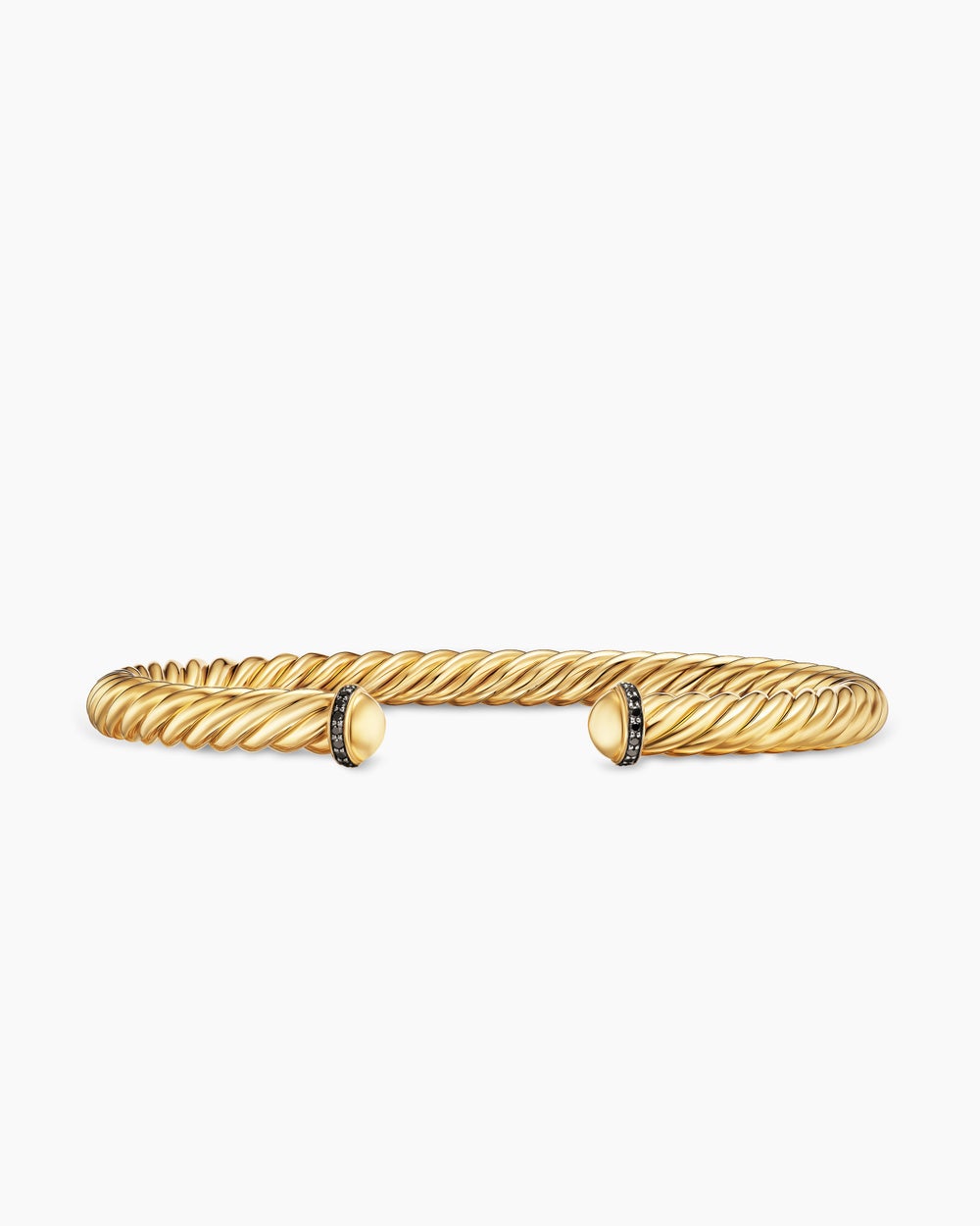Mens Cable Cuff Bracelet in 18K Yellow Gold with Pavé, 6mm