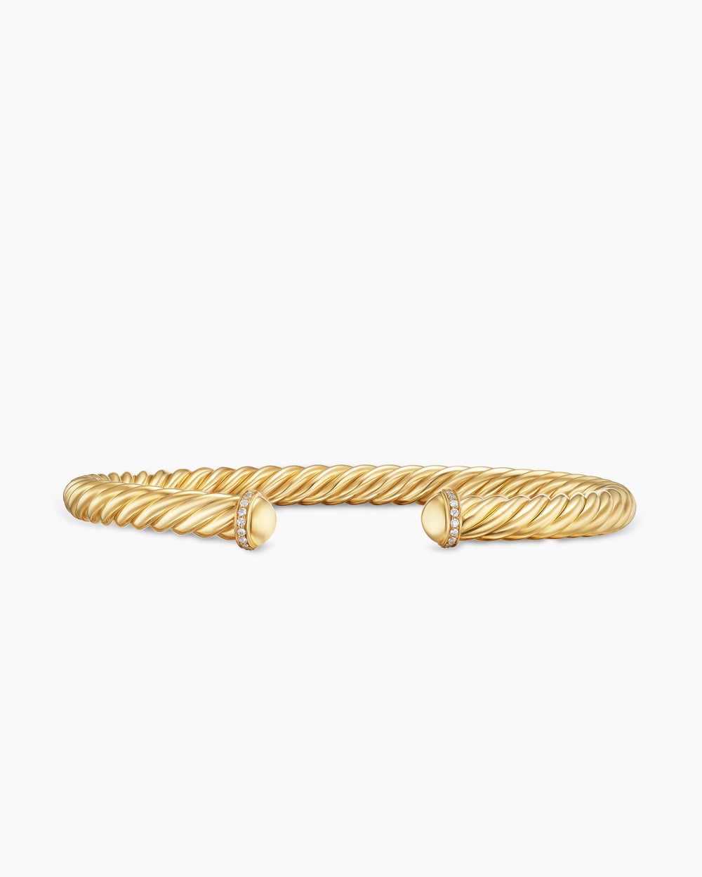 Mens Cable Cuff Bracelet in 18K Yellow Gold with Pavé, 6mm