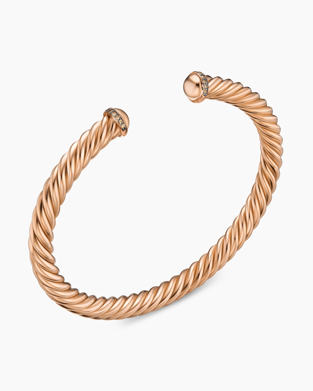 Mens Cable Cuff Bracelet in 18K Rose Gold, 6mm