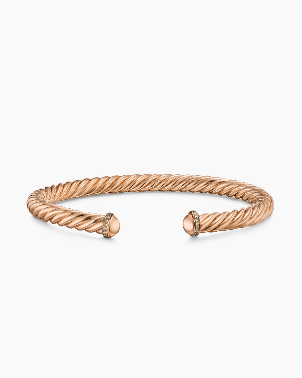 Mens Cable Cuff Bracelet in 18K Rose Gold, 6mm