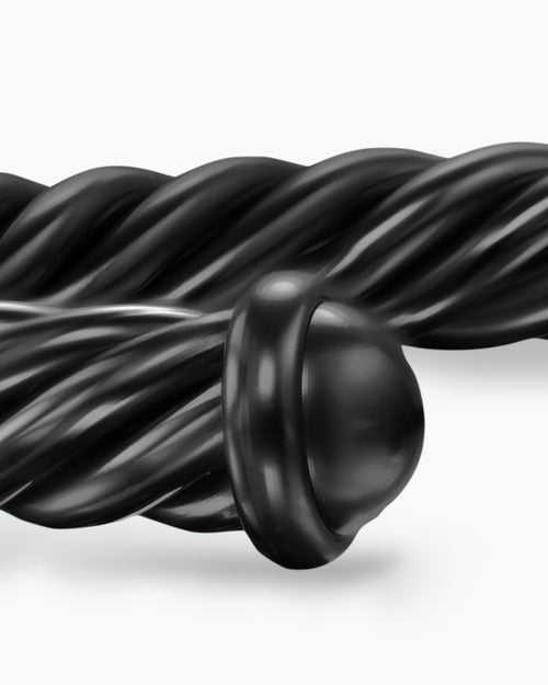 Mens Cable Cuff Bracelet in Black Aluminum, 6mm