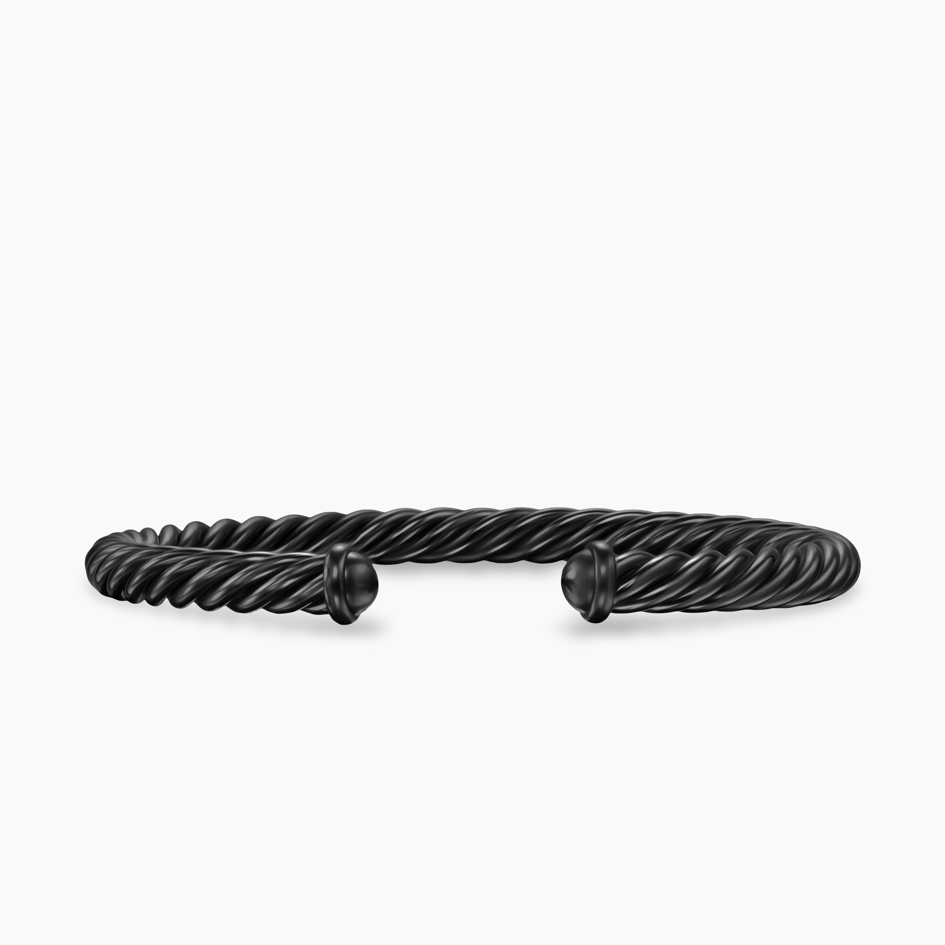 Mens Cable Cuff Bracelet in Black Aluminum, 6mm