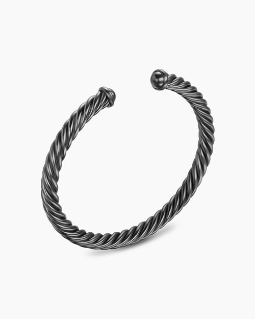 Mens Cable Cuff Bracelet in Grey Aluminum, 6mm