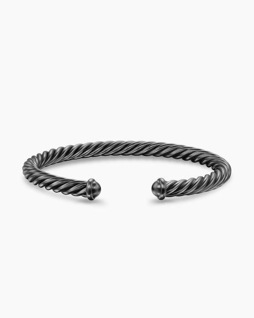 Mens Cable Cuff Bracelet in Grey Aluminum, 6mm